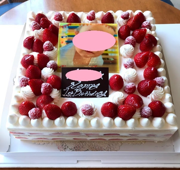 写真プレート（大）付きショートケーキ四角３０㎝